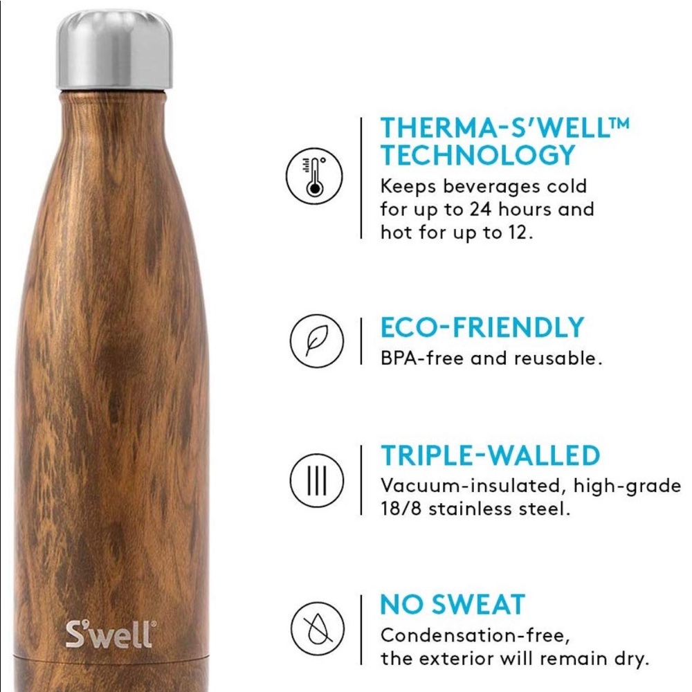 S’well Turquoise Blue Insulated Bottle, 25 ounces - Picture 3 of 8